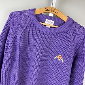 VTG 80s/90s Crown Royal Whiskey Promo Sweater L Purple Chunky Crewneck‎ Cotton